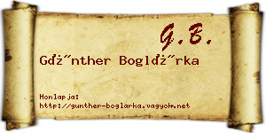 Günther Boglárka névjegykártya